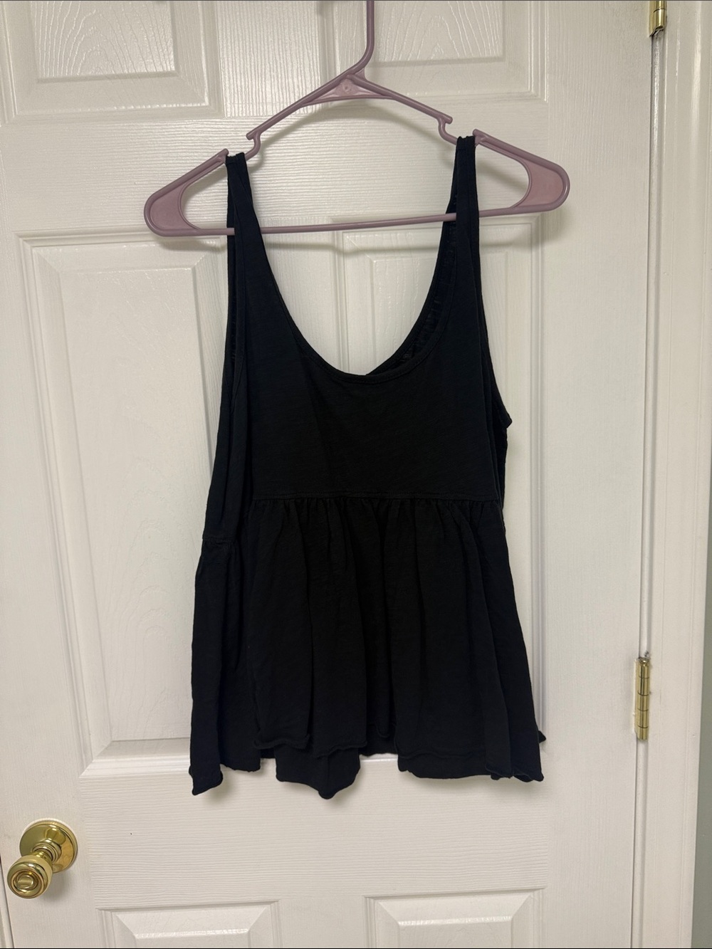 Amazon Black Scoop Neck Tank with Peplum Hem